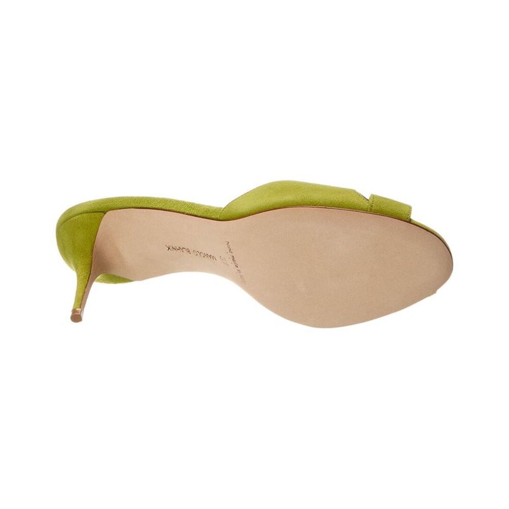 Manolo Blahnik Mumbimu 70 Suede Mule, Green - Picture 4 of 5